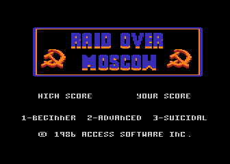 Raid Over Moscow title screen for Atari 400