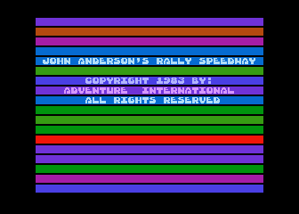 Rally Speedway title screen for Atari 400