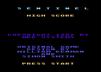 Sentinel title screen for Atari 400
