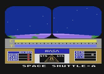 Space Shuttle A Journey Into Space title screen for Atari 400