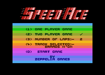 Speed Ace title screen for Atari 400