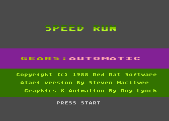 Speed Run title screen for Atari 400