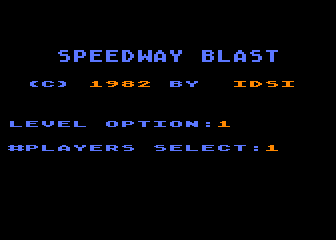 Speedway Blast title screen for Atari 400