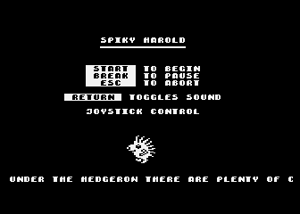 Spiky Harold title screen for Atari 400