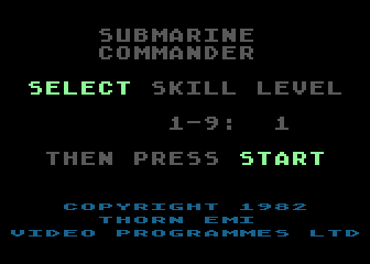 Submarine Commander title screen for Atari 400