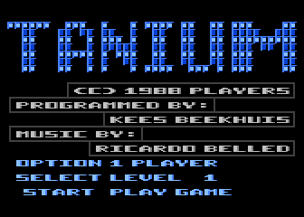 Tanium title screen for Atari 400