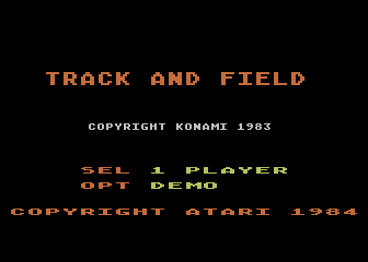 Track & Field title screen for Atari 400