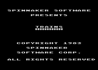 Trains title screen for Atari 400