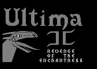 Ultima II: Revenge of the Enchantress title screen for Atari 400