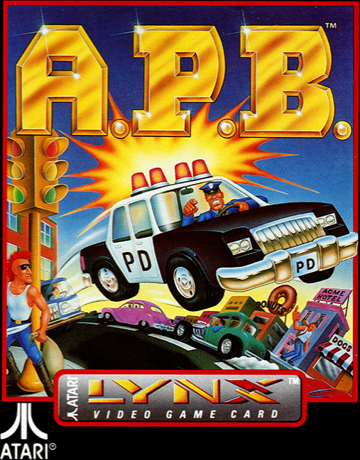 A.P.B. box art for Atari Lynx