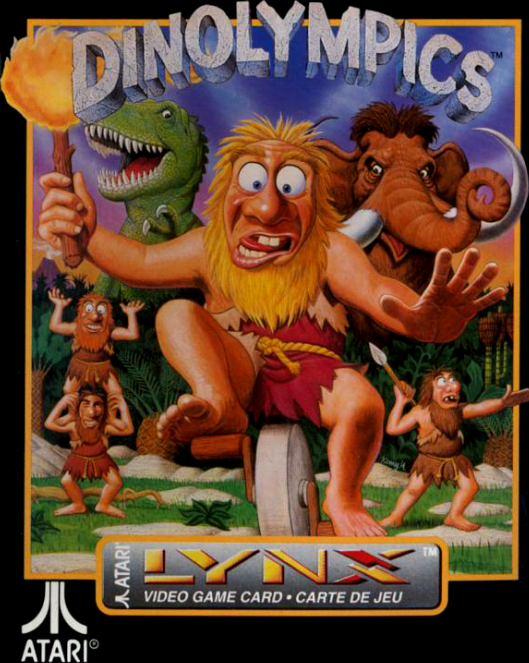 Dinolympics box art for Atari Lynx