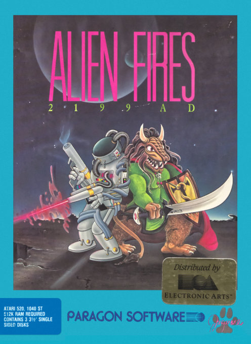Alien Fires: 2199 AD box art for Atari ST