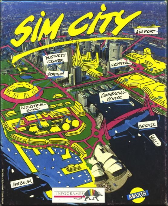 SimCity box art for Atari ST