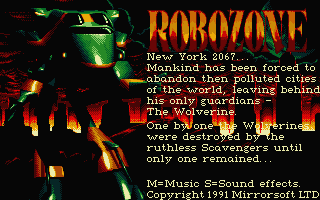 Robozone title screen for Atari ST