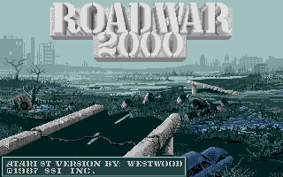 Roadwar 2000 title screen for Atari ST