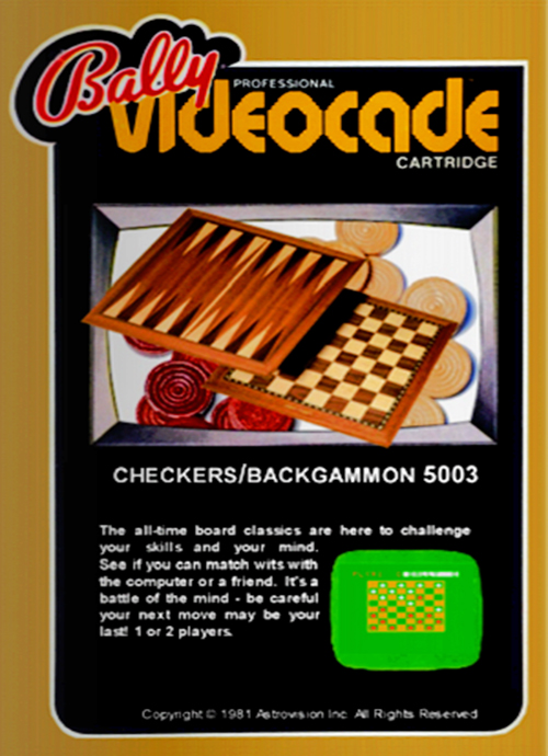 Checkers & Backgammon box art for Bally Astrocade