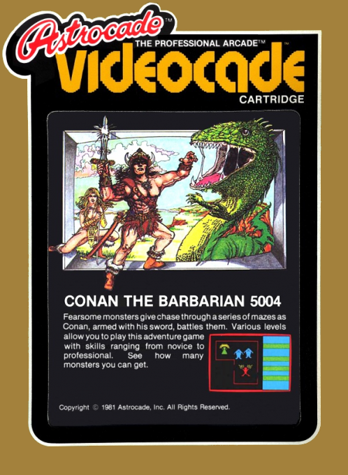 Conan the Barbarian box art for Bally Astrocade