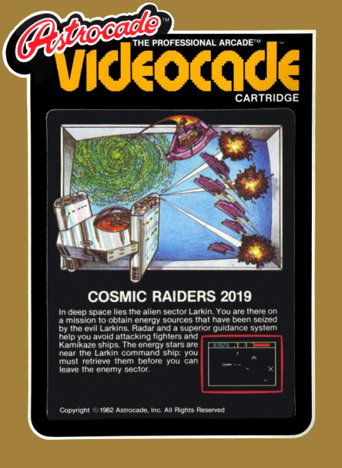 Cosmic Raiders box art for Bally Astrocade