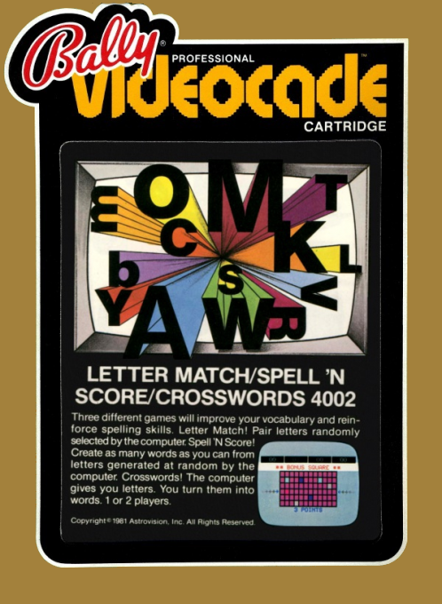 Letter Match & Spell 'N Score & Crosswords box art for Bally Astrocade