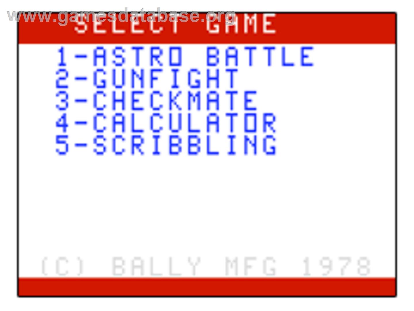 Astro Battle title screen for Bally Astrocade