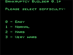 Bankruptcy Builder title screen for Colecovision