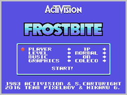 Frostbite title screen for Colecovision