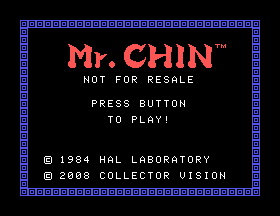 Mr. Chin title screen for Colecovision
