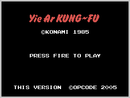 Yie Ar Kung-Fu [Homebrew] title screen for Colecovision