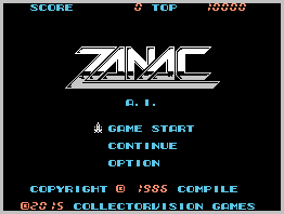 Zanac title screen for Colecovision
