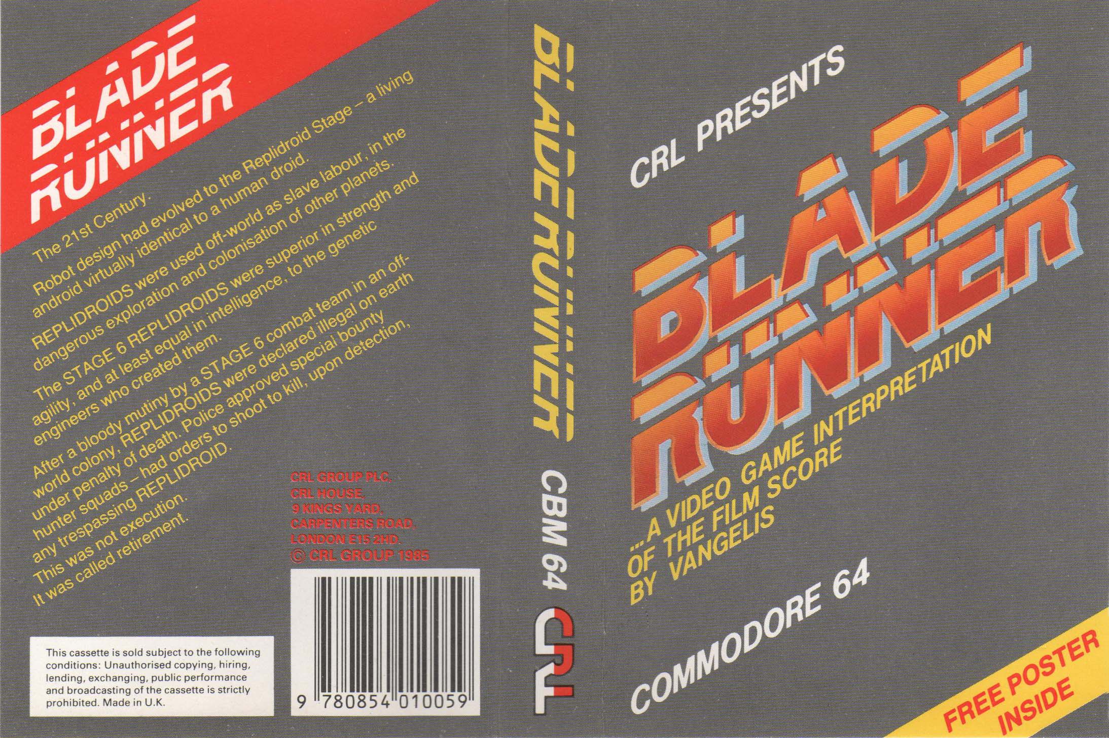 Blade Runner box art for Commodore 64