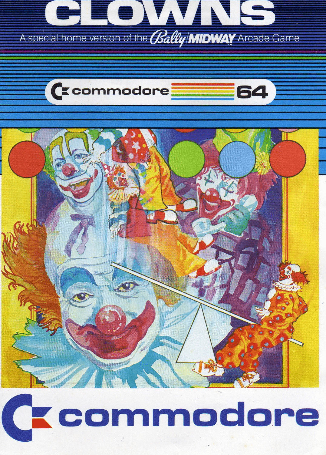Clowns box art for Commodore 64