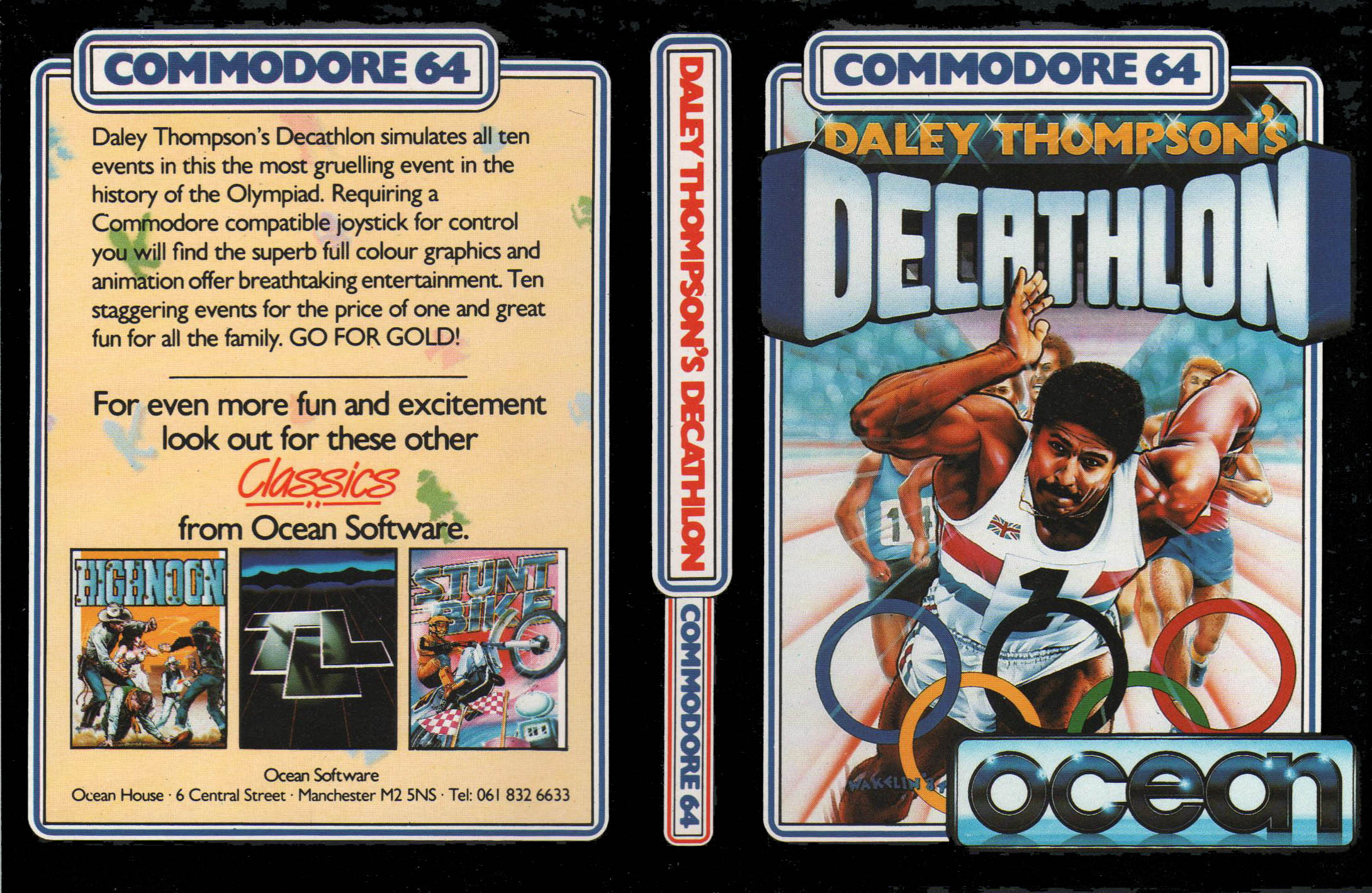 Daley's Thompson Decathlon box art for Commodore 64