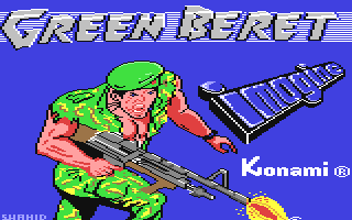 Green Beret box art for Commodore 64