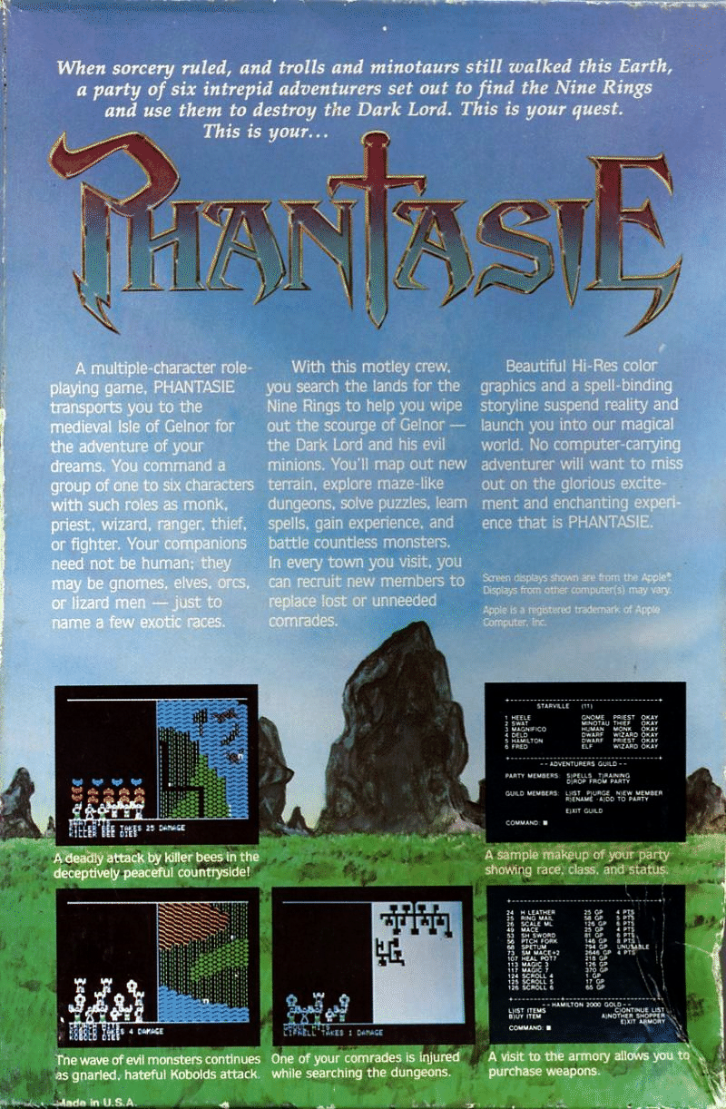 Phantasie box art for Commodore 64