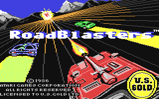 Road Blasters box art for Commodore 64