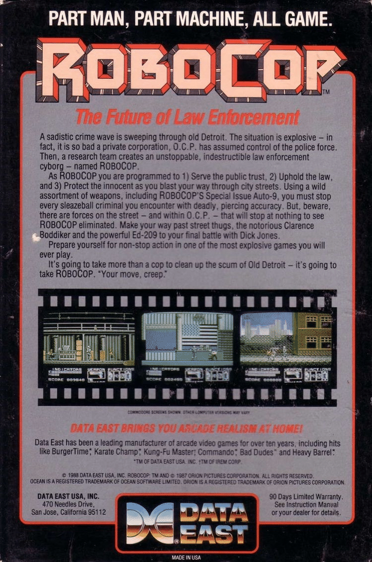 Robocop box art for Commodore 64