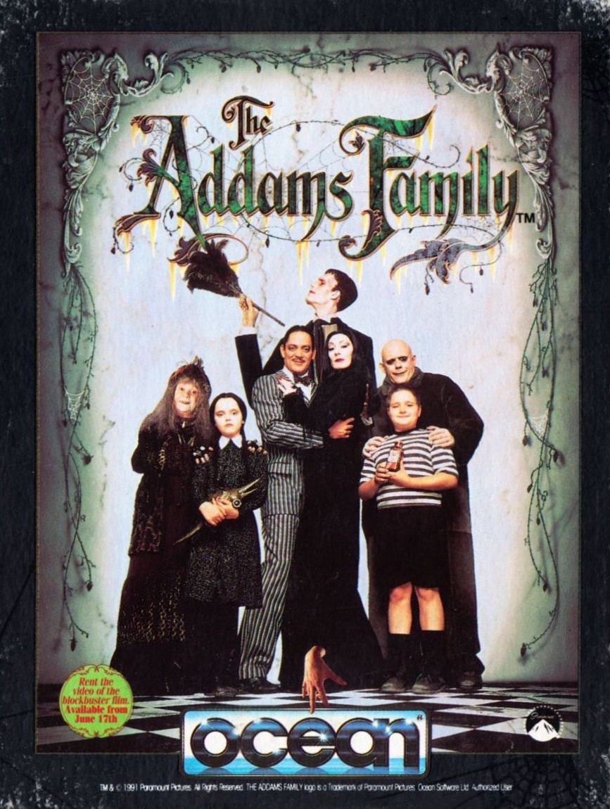 Addams Family box art for Commodore 64