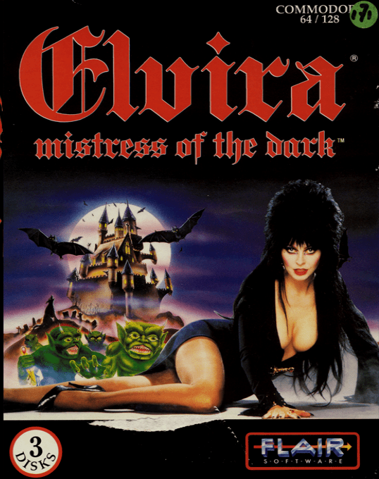Elvira: Mistress Of The Dark box art for Commodore 64