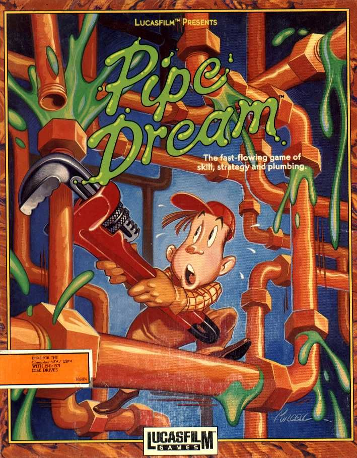 Pipe Mania box art for Commodore 64