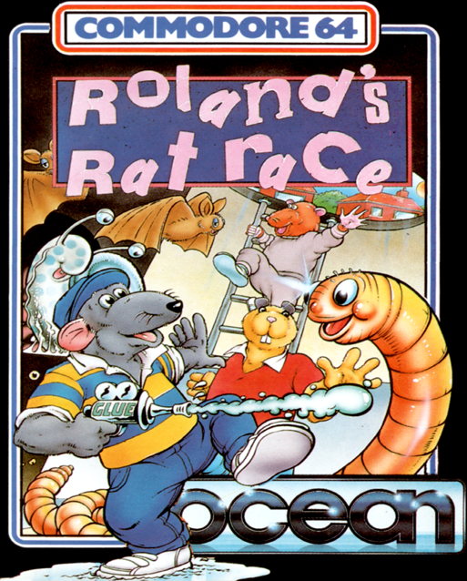 Roland's Rat Race box art for Commodore 64