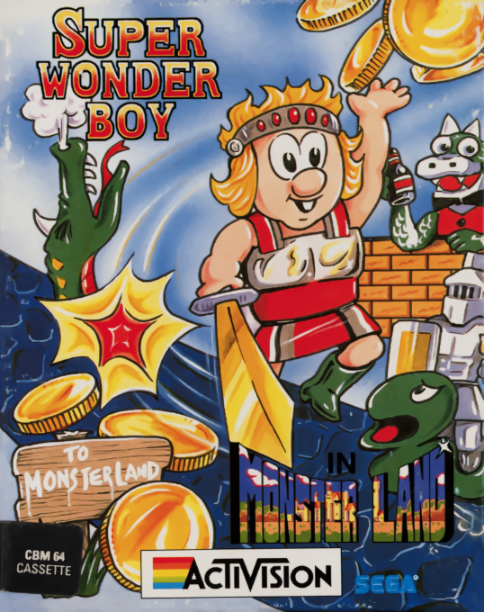 Super Wonder Boy box art for Commodore 64
