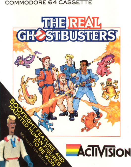 The Real Ghostbusters box art for Commodore 64