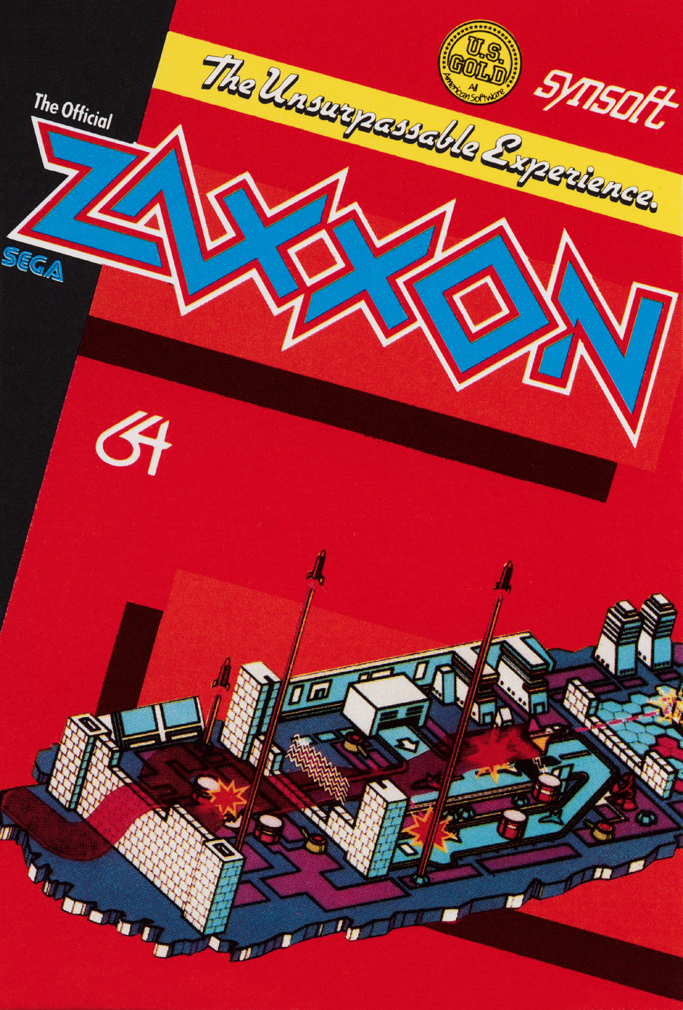 Zaxxon box art for Commodore 64