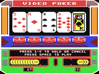 Las Vegas Video Poker screenshot 2 for Commodore 64