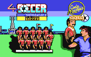 4 Soccer Simulators title screen for Commodore 64
