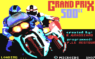 500cc Grand Prix title screen for Commodore 64