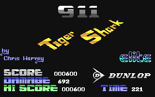 911 Tiger Shark title screen for Commodore 64