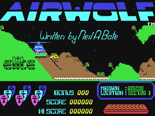 Airwolf title screen for Commodore 64
