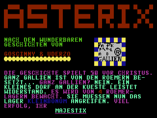 Asterix and the Magic Cauldron title screen for Commodore 64