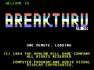 BreakThru title screen for Commodore 64